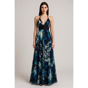 CACHE maxi dress gown beaded backless sequins satin floral Y2K party evening 4